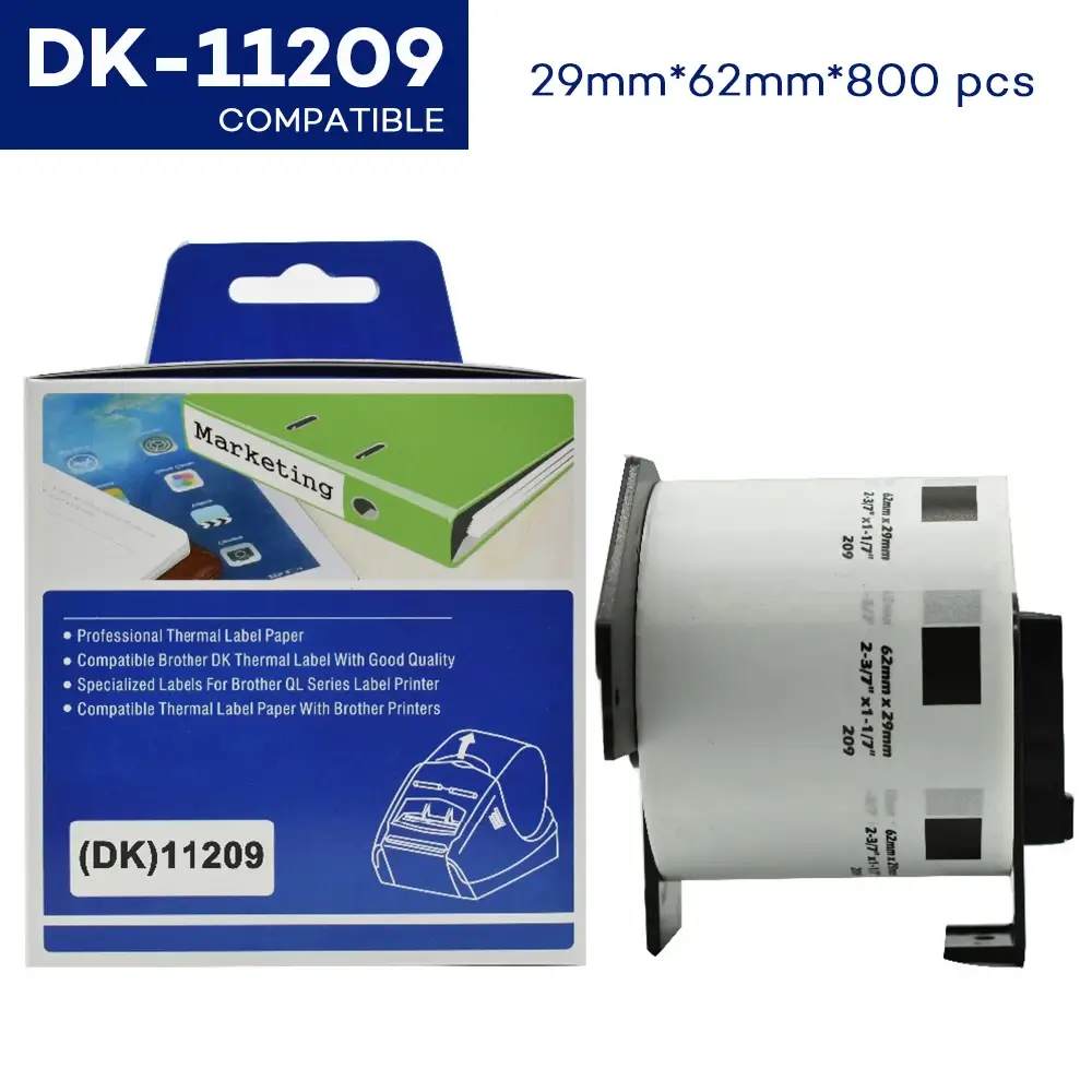 Compatible Brother DK11209 Label Roll 29mm x 62mm - 800 labels