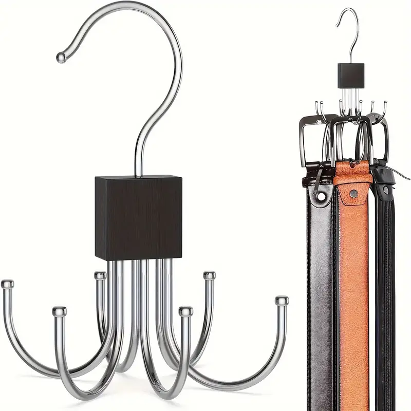 Rotating 6-Claw Hook Polished Wood Hanger for Coats Hats Scarves Bags