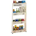 4-Layer Slim Slide Out Kitchen Trolley Rack Storage Shelf Organiser on Wheels